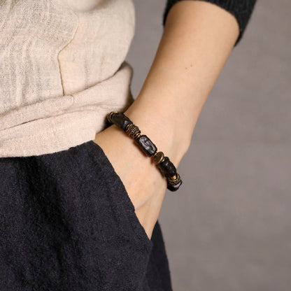 Mythstone Tibetan Ebony Wood Copper Calm Peace Bracelet