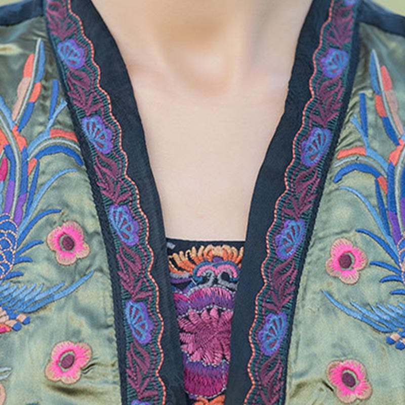 Mythstone Vintage Embroidery Flower Pattern Tang Suit Design Vest