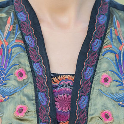 Mythstone Vintage Embroidery Flower Pattern Tang Suit Design Vest