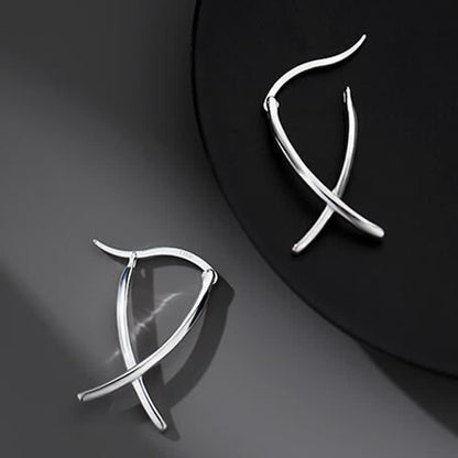 Mythstone Geometric Cross Design Luck Hoop Earrings