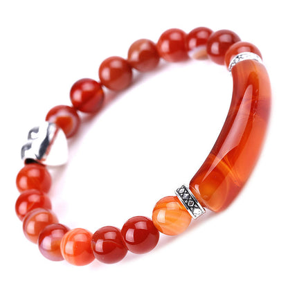 Natural Crystal Beads Unisex Heart Bracelet