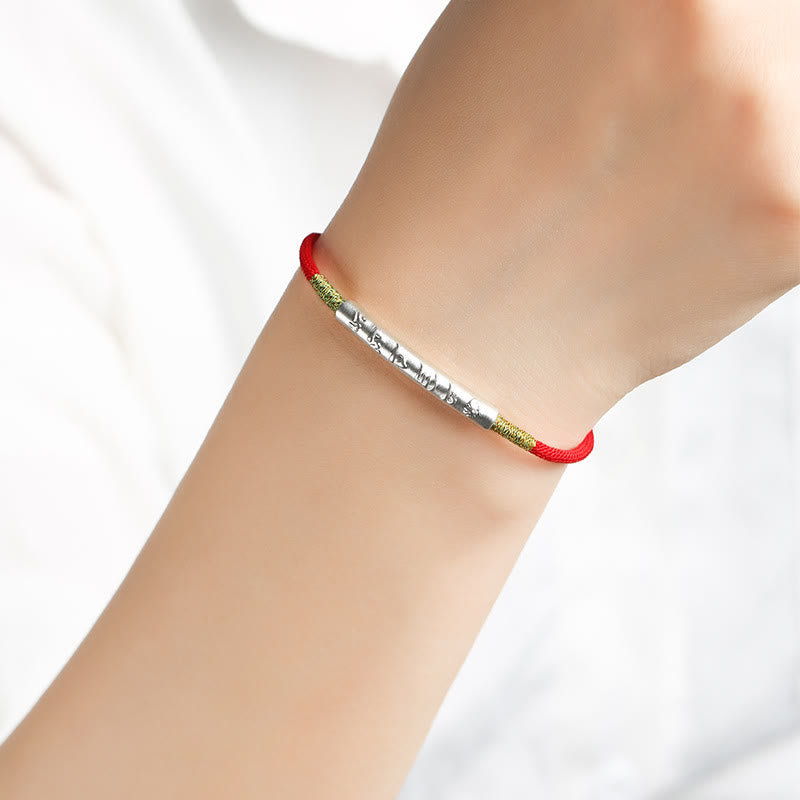 Mythstone Tibetan Buddhist Handmade Mani Mantra Lucky Red String Bracelet