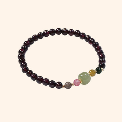 Mythstone Natural Garnet Hetian Jade Tourmaline Bead Passion Bracelet