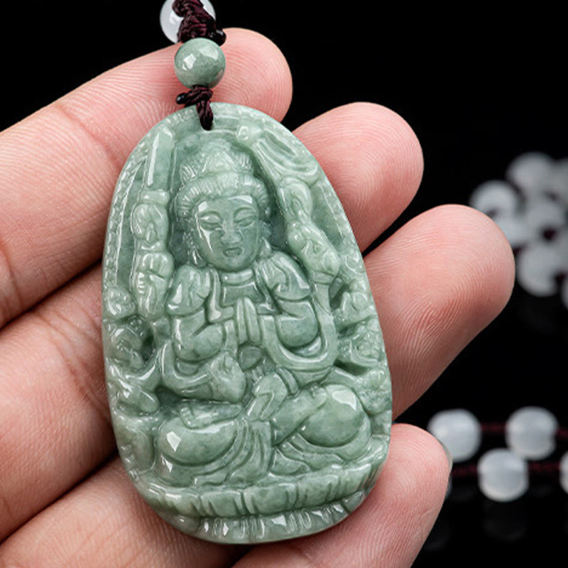 Colgante de jade natural con forma de Buda natal del zodíaco chino Mythstone para la prosperidad y la riqueza 