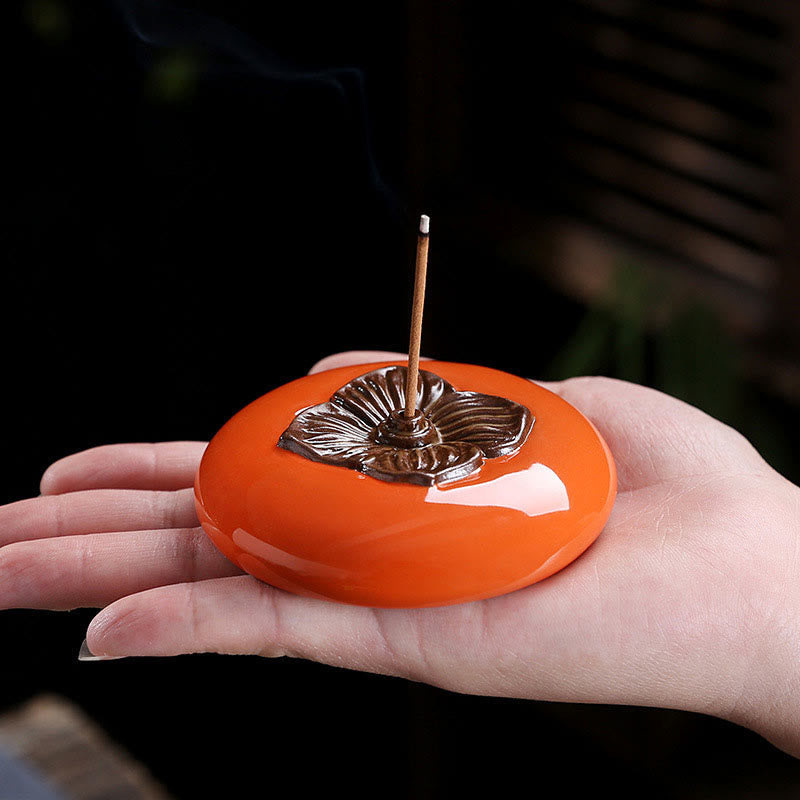 Mythstone Persimmon Ceramic Meditation Healing Incense Burner Incense Holders