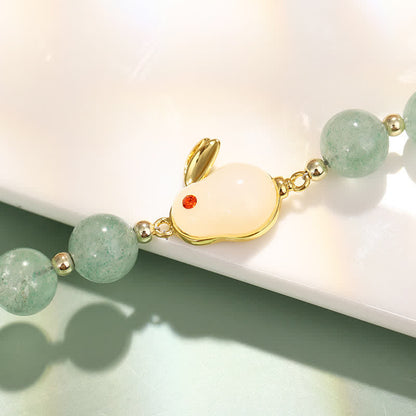 Mythstone Year of the Rabbit Natural Green Aventurine Luck Bead Bracelet