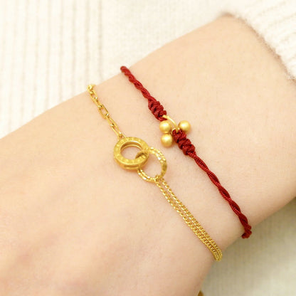 Mythstone 925 Sterling Silver Gold Plated Luck Red String Bracelet