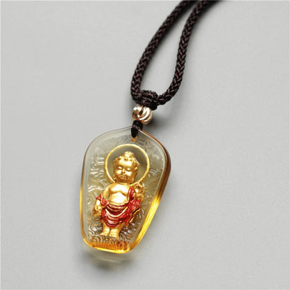 Mythstone Tibetan Buddha Liuli Crystal Serenity Necklace Pendant