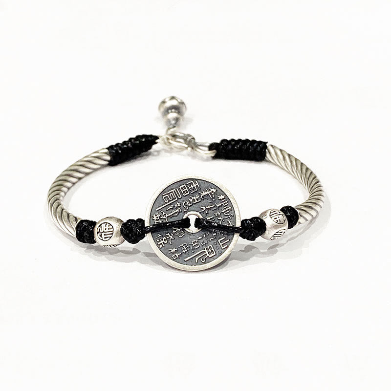 Mythstone 999 Sterling Silver Mountain Ghosts Spend Money Bagua Pattern Harmony Bracelet