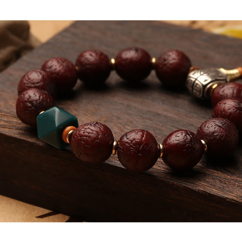 Mythstone Tibetan Bodhi Seed Agate Bead Luck Wealth Tassel Charm Wrist Mala