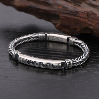 Mythstone Swastika Pattern Engraved Luck Bracelet