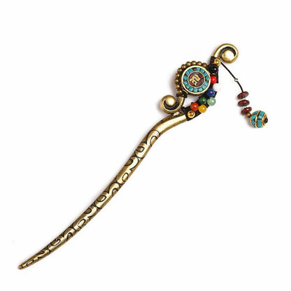 Mythstone Tibetan Turquoise Agate Protection Hairpin Decorations