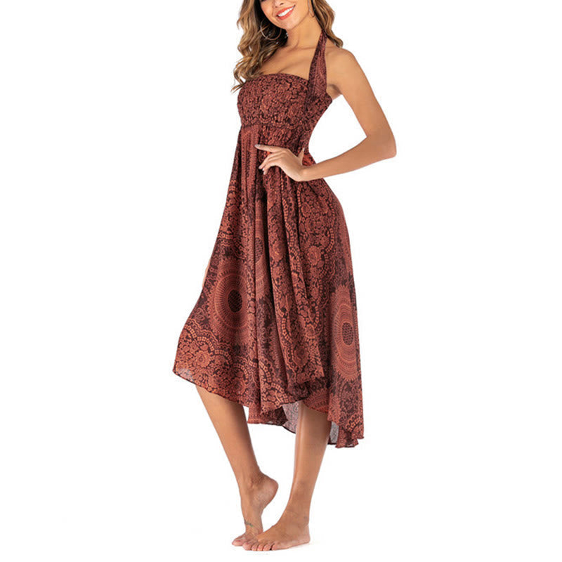 Mythstone Two Style Wear Boho Compass Rose Flower Skirt Dress