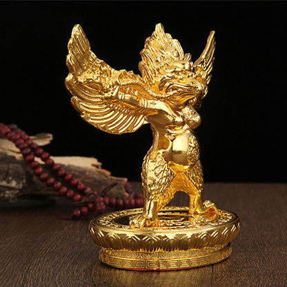 Mythstone Tibetan Gold Garuda Bird Alloy Protection Home Decoration