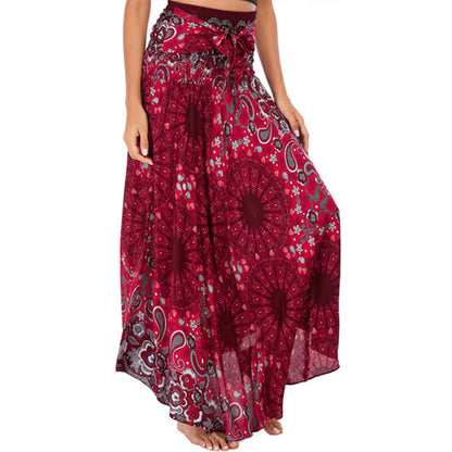 Mythstone Two Style Wear Bohemian Mandala Flower Water Drop Lace-up Skirt Dress