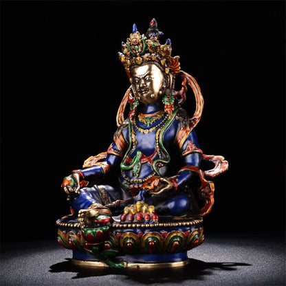 Mythstone Yellow Jambhala Bodhisattva Figurine Serenity Copper Statue Home Decoration