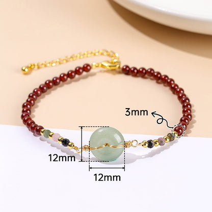 Mythstone Natural Garnet Peace Buckle Bead Calm Bracelet