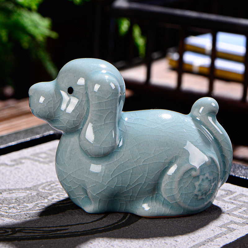 Mythstone Chinese Zodiac Wealth Ceramic Tea Pet Home Figurine Decoration