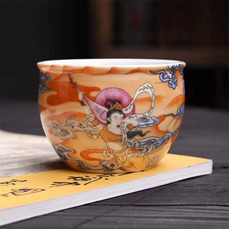 Mythstone Dunhuang Color Flying Apsaras Teacup Kung Fu Tea Cup