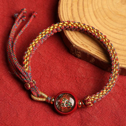 Mythstone Colorful Rope Cinnabar Thangka Blessing Braided Bracelet