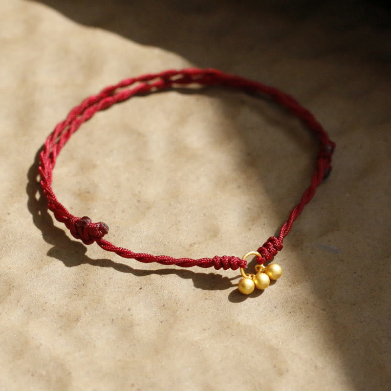 Mythstone 925 Sterling Silver Gold Plated Luck Red String Bracelet