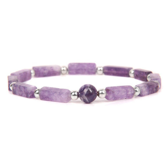 Mythstone Natural Crystal Amethyst Tiger Eye Spiritual Balance Bracelet