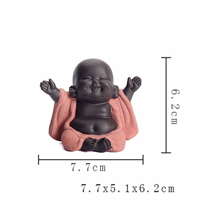 Mythstone Always Smiling Laughing Buddha Wealth Luck Purple Clay Maitreya Statue Decoration