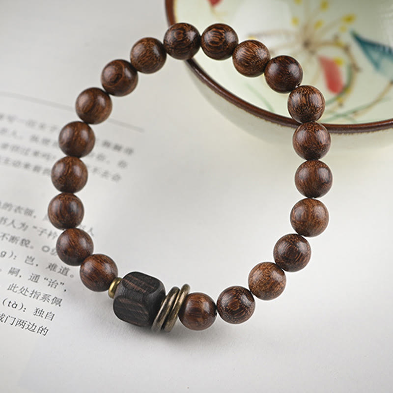 Mythstone Sandalwood Ebony Wood Bead Healing Single Double Wrap Bracelet