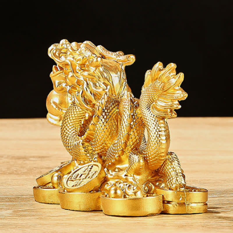 Mythstone Feng Shui Dragon Copper Coin Wealth Success Luck Decoration