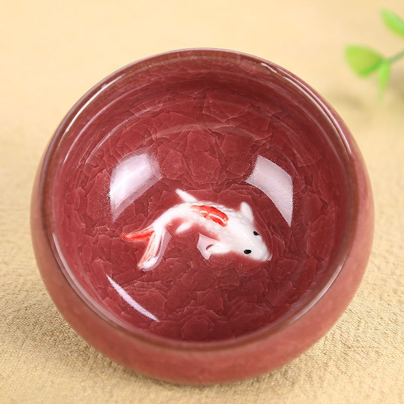 Mythstone Cute Koi Fish Ceramic Teacup Kung Fu Tea Cup Bowl 45ml