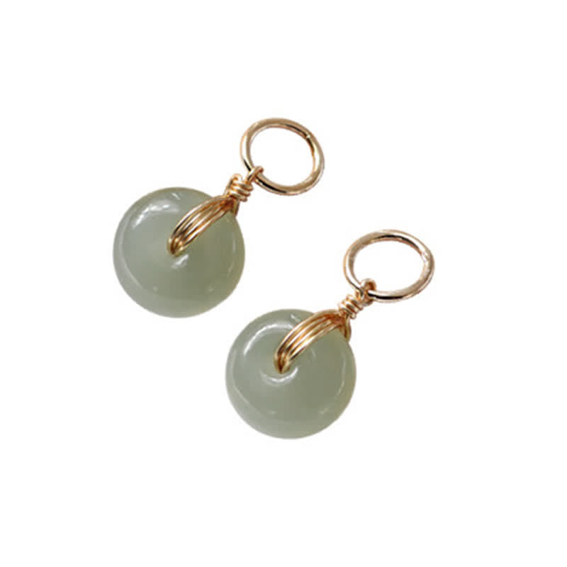 Mythstone Round Jade Peace Buckle Luck Drop Earrings