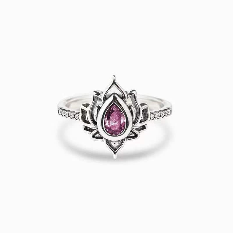 Mythstone Sterling Silver Lotus Zircon Blessing Protection Ring