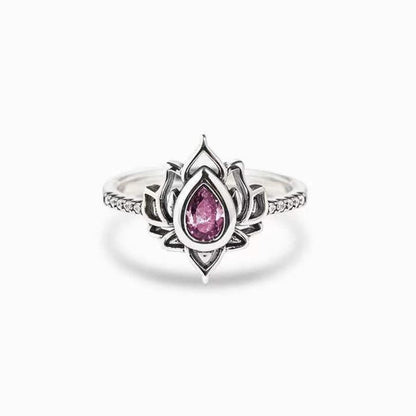 Mythstone Sterling Silver Lotus Zircon Blessing Protection Ring