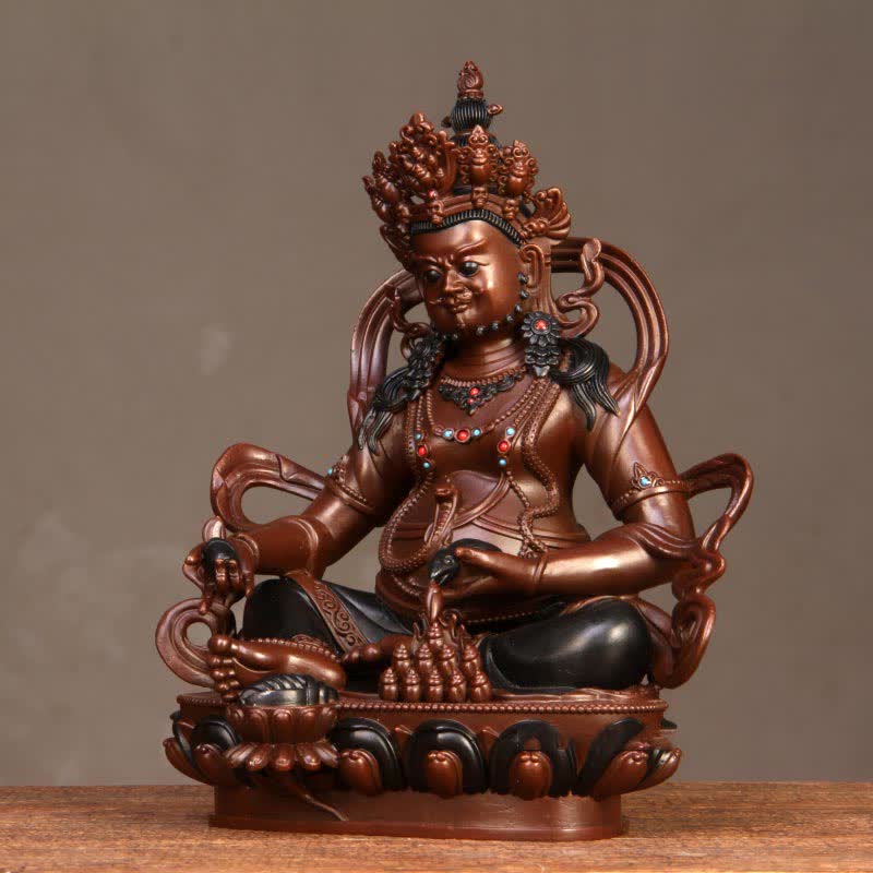 Mythstone Yellow Jambhala Bodhisattva Figurine Compassion Copper Statue Home Office Decoration