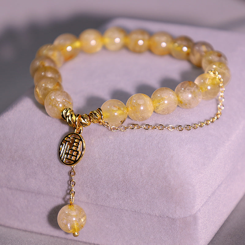 Mythstone Citrine Lucky Fu Character Happiness Bracelet