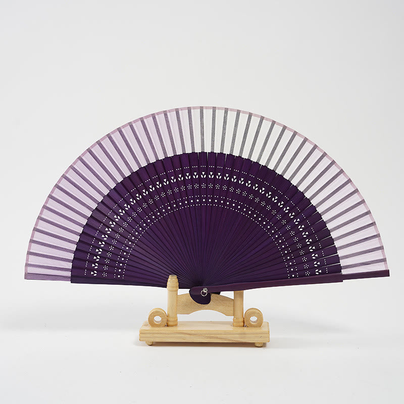 Mythstone Gradient Color Hollow Engraved Handheld Bamboo Folding Fan