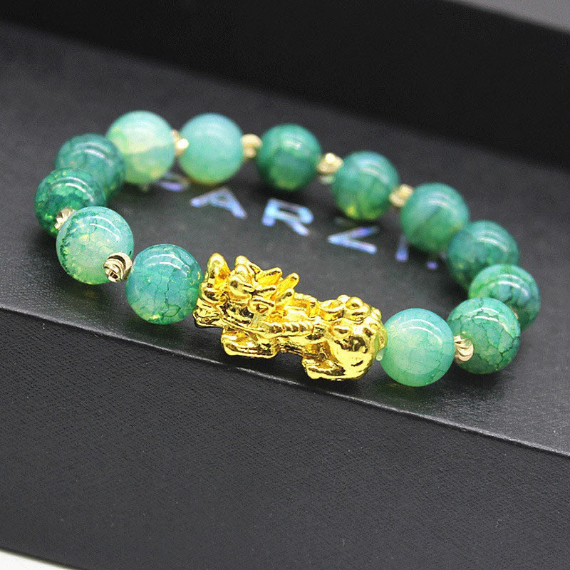 Mythstone Handmade Cyan Jade Pi Xiu Success Bracelet