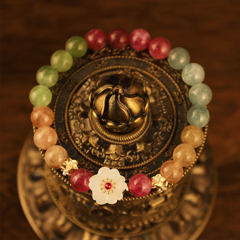 MythStone Colorful Tourmaline Jade Flowers Love Bracelet