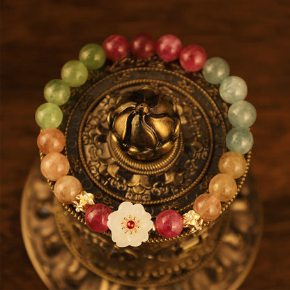 Pulsera Mythstone con flores de jade y turmalina de colores