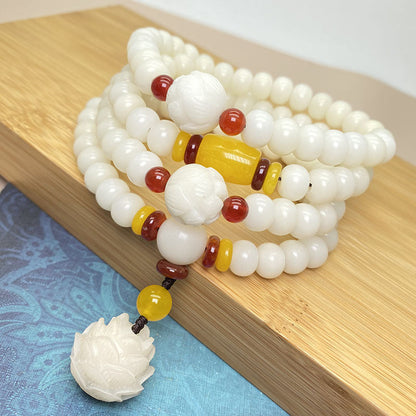 Mythstone Lotus Bodhi Seed Mala 108 Beads Protection Bracelet