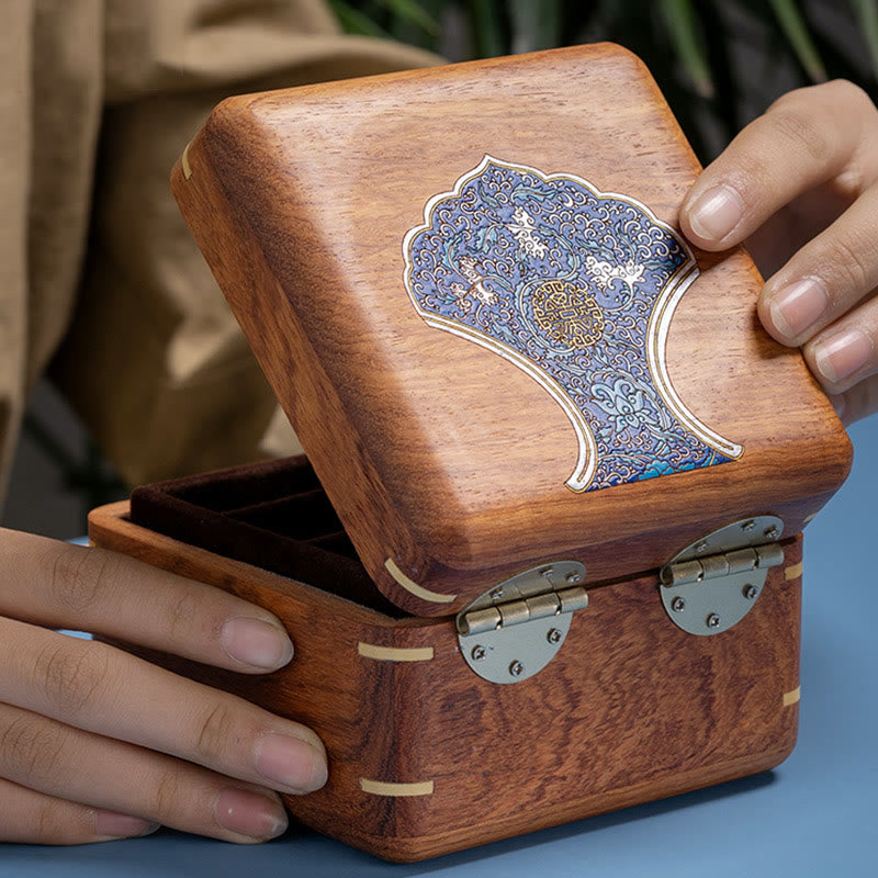 Mythstone Antique Flower Leaf Handmade Rosewood Jewelry Storage Box Wooden Gift Organizer Box