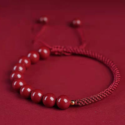 Mythstone Natural Cinnabar King Kong Knot Blessing String Bracelet