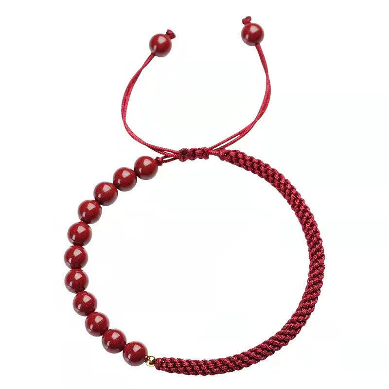 Mythstone Natural Cinnabar King Kong Knot Blessing String Bracelet