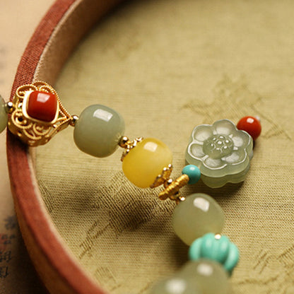 Mythstone Jade Amber Lotus Bead Luck Bracelet