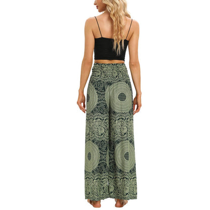 Mythstone Boho Lace-up Wide Leg Pants Women's Yoga Pants