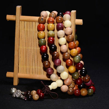 MythStone 108 Beads Wenge Wood Mala Blessing Meditation Bracelet