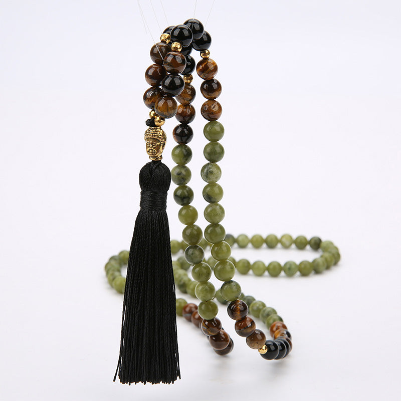 Mythstone Tibetan Green Jasper Protection Mala Bracelet