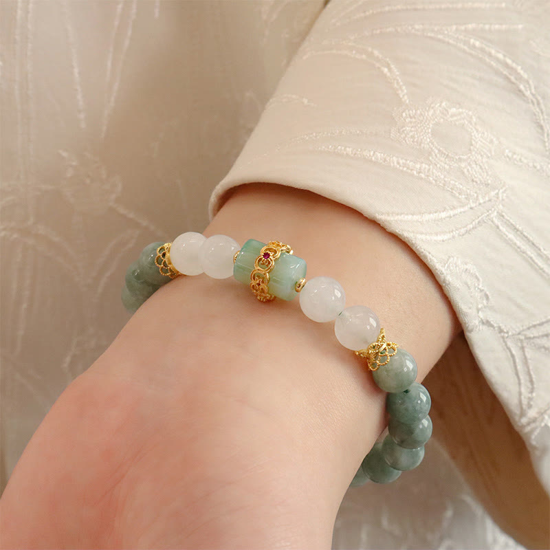 Mythstone Single Double Layer Jade Peace Buckle Luck Bracelet