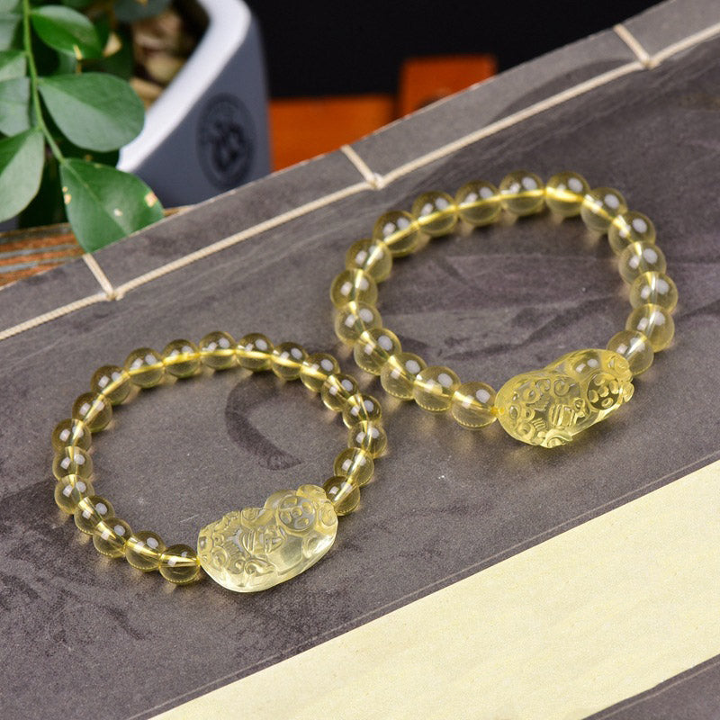 Mythstone FengShui Citrine PiXiu Wealth Bracelet