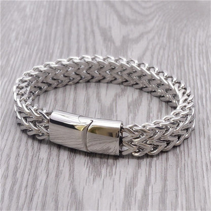 MythStone Fish Scale Magnetic Buckle Titanium Steel Balance Bracelet Bangle